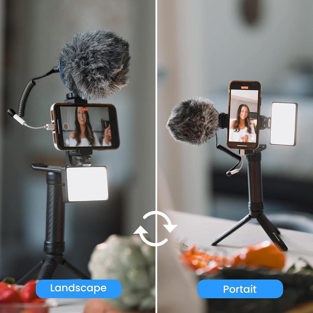 Adjustable Smartphone Tripod Stand, 360-Degree Rotating Phone Mount, Pack of 2 V529016