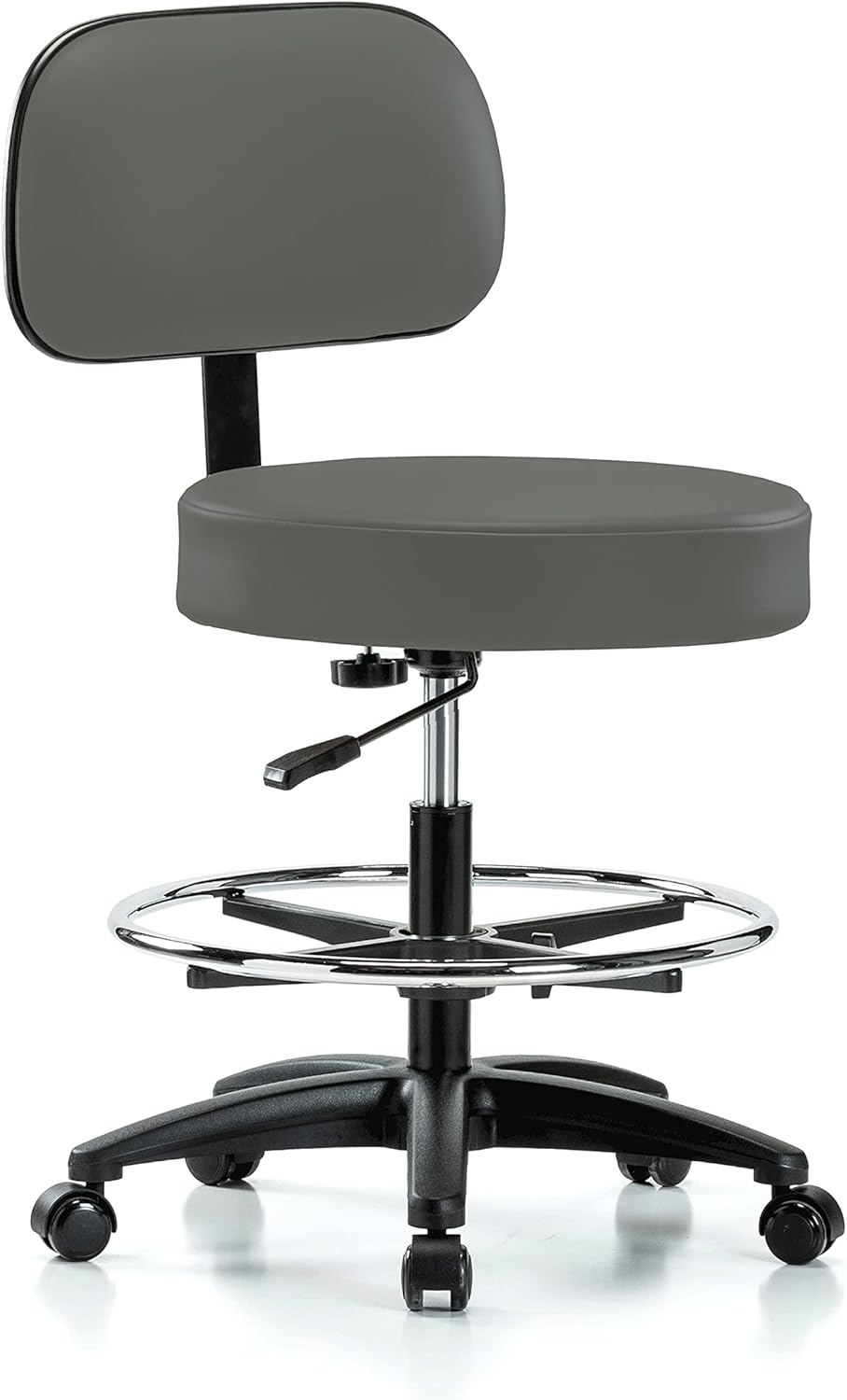 Rolling Height Adjustable Exam Stool with Back C726
