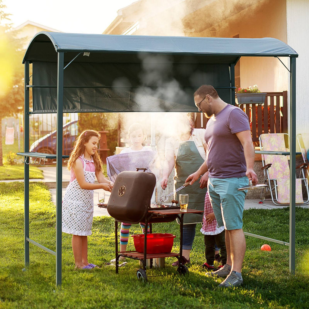 7 ft. x 4.5 ft. Patio BBQ Grill Canopy Gazebo Tent with Side Awning K134179