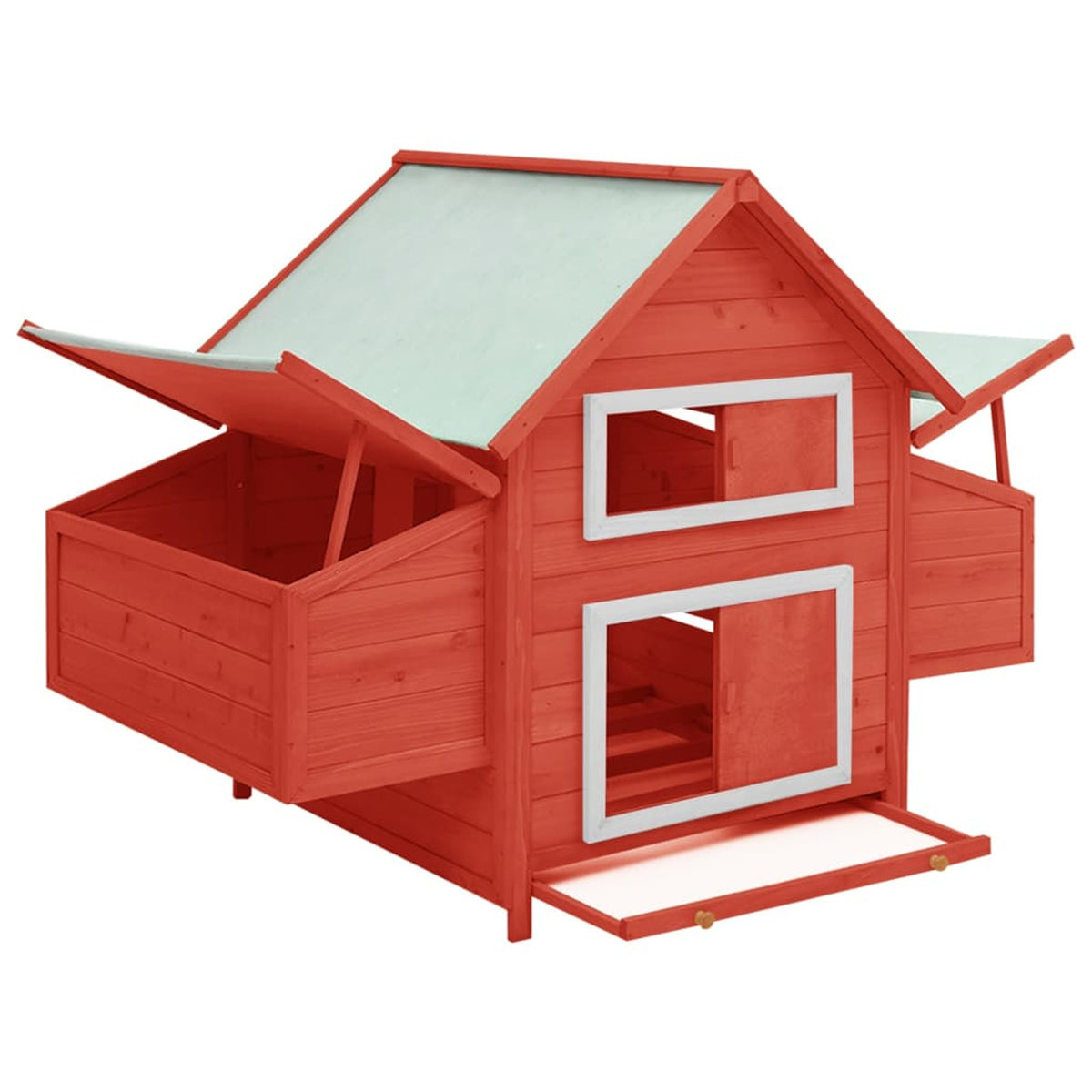 Red Wooden Chicken Coop with Pull Out Tray and Nest Box Z333803