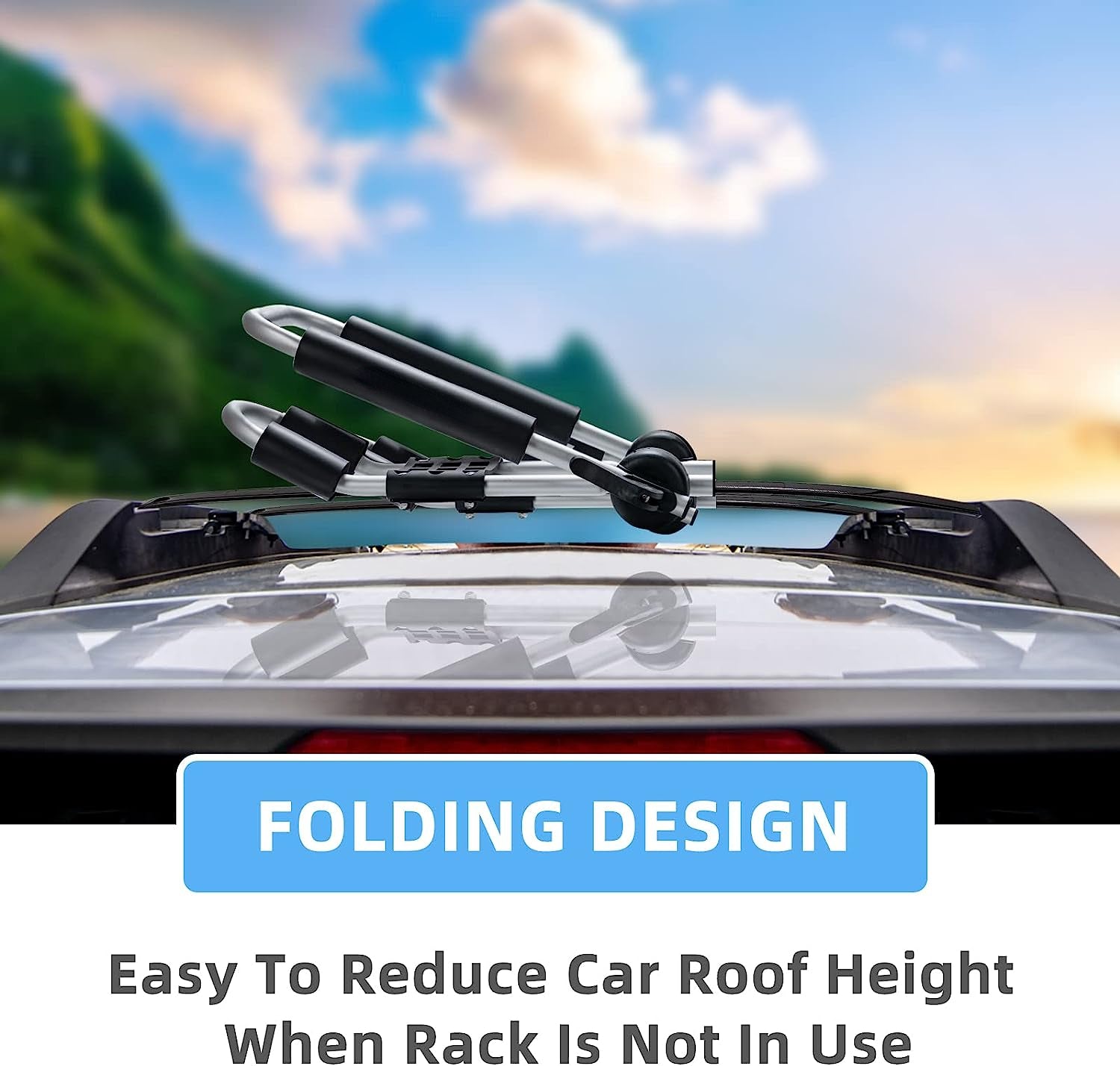 2 Pcs Folding J Bar Mount Rack with Ratchet Straps and Protective Foam Pad A257