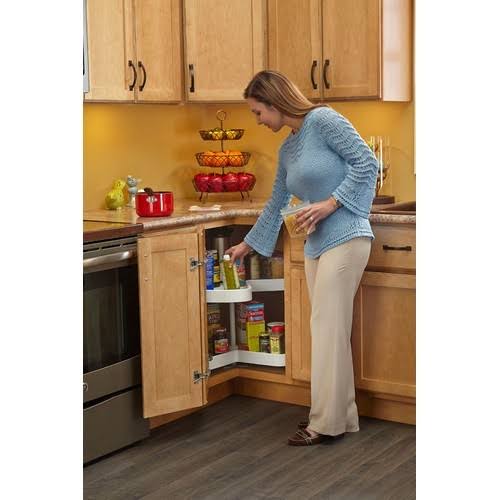 White Polymer Kidney Lazy Susan 2-Shelf E403414