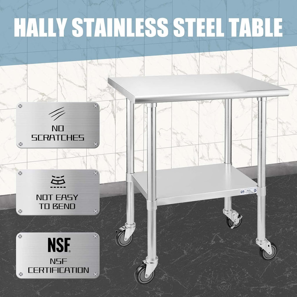 Stainless Steel Table with Caster Wheels and Undershelf U95969