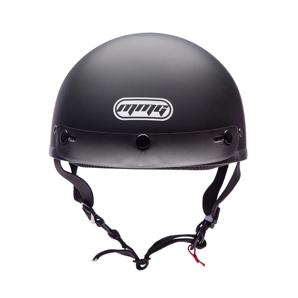 Matte Black Motorcycle Half Helmet with Goggles U40760