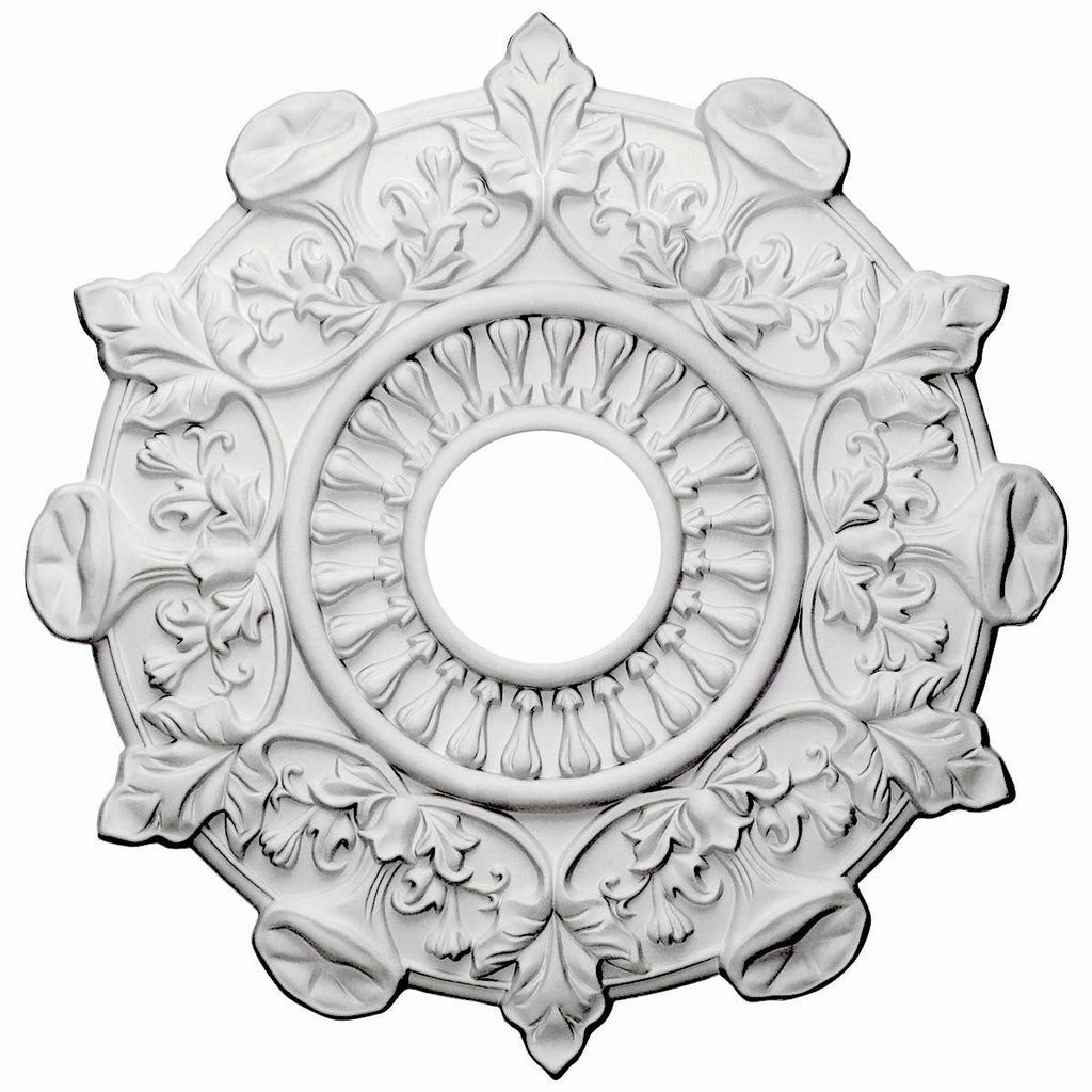 17 1/2x22OD x 4x22ID x 1x22P Hand-Painted Ultra Pure White Ceiling Medallion C205860