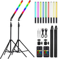 LED Light Sticks RGB Light Wand Photography Light Stick Video Lighting Kit 9 Color Modes with Tripods Pack of 2 P9949