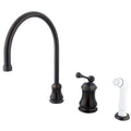 Oil Rubbed Bronze Single Handle Widespread Kitchen Faucet with Non-Metallic Sprayer L6833