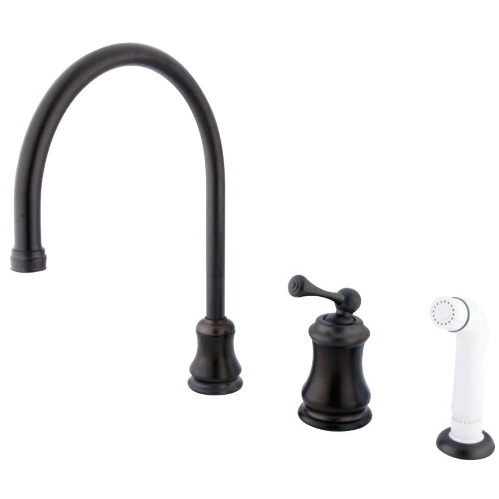 Oil Rubbed Bronze Single Handle Widespread Kitchen Faucet with Non-Metallic Sprayer L6833