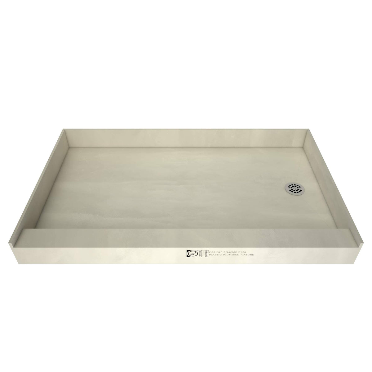 Single Curb Shower Pan with Right Drain X21802