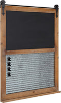 Rustic White Wood Framed Multi-Use Organizer with Chalkboard and Magnetic Memo Area P66141