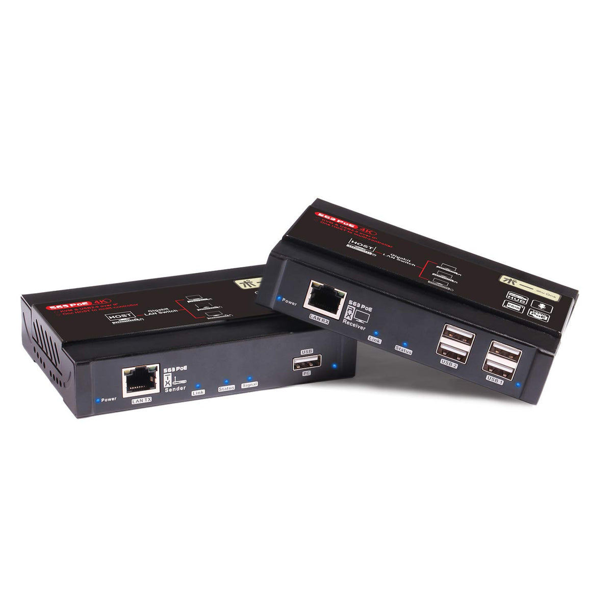 4K@60Hz HDMI KVM USB Extender, 60M via Cat5e/6, 4 Ports USB 2.0, HDMI 2.0 K197235