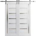 Nordic White Double Barn Door with Frosted Glass R91445