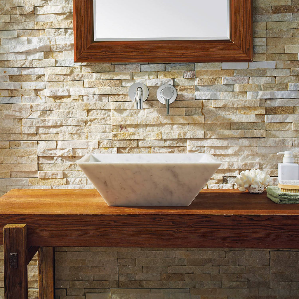 Bianco Carrara Marble Vessel Bathroom Sink I7598