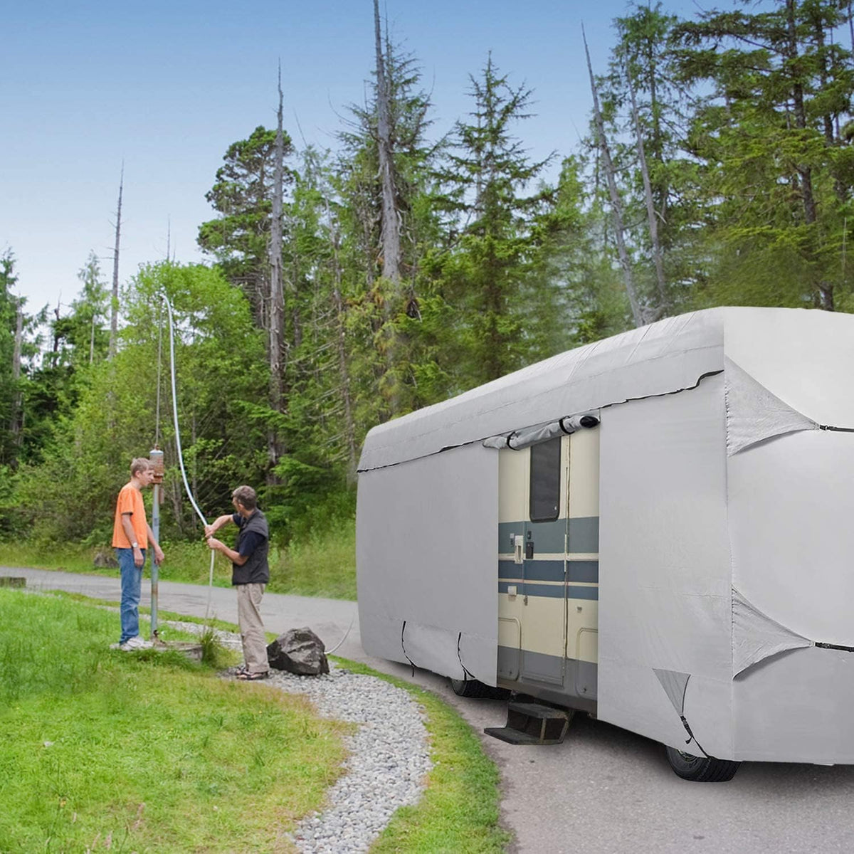 Grey 3 Layers Polypro RV Cover for 31-34Ft Motorhome U7415