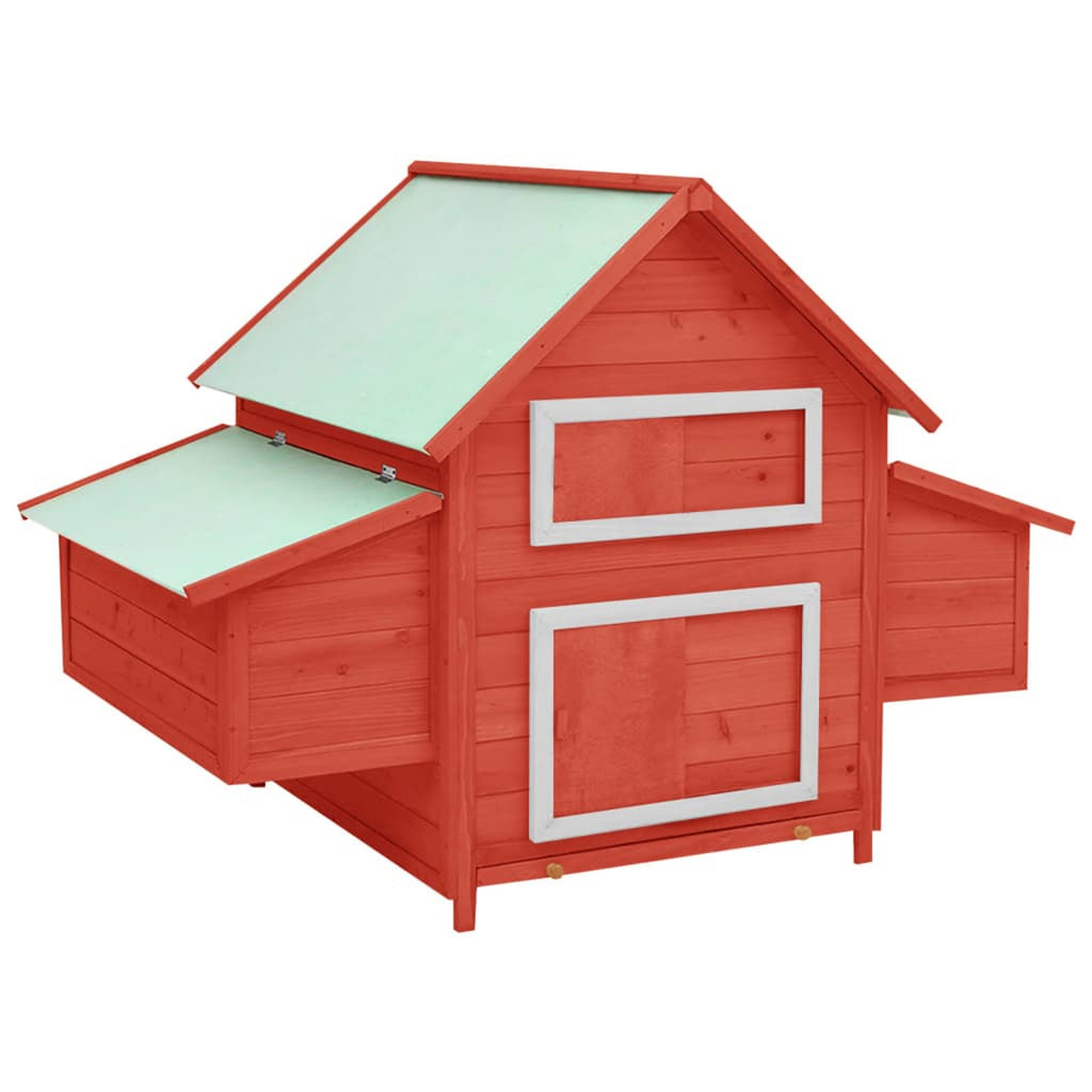 Red Wooden Chicken Coop with Pull Out Tray and Nest Box Z333803