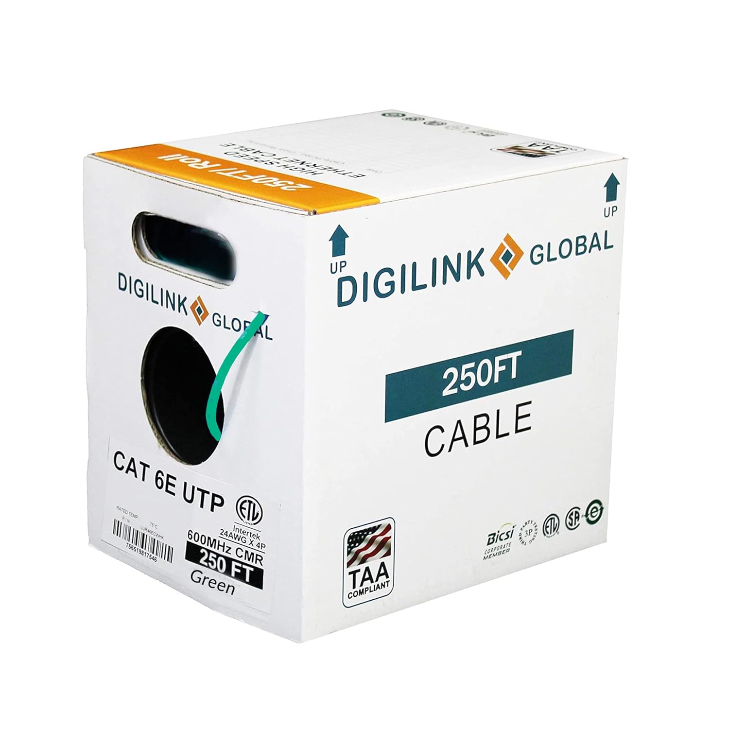 1000ft Blue Solid Bare Copper Cat6e Bulk Ethernet Cable G621
