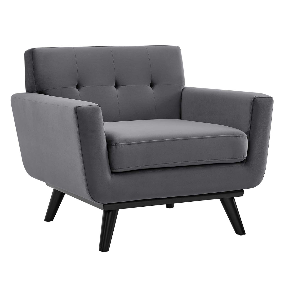 Gray Tufted Velvet Armchair O837505