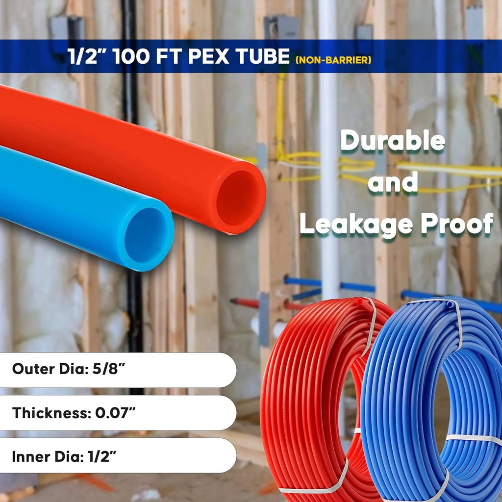 2 Rolls 1/2 Inch X 50 Ft Blue And Red PEX Pipe N718