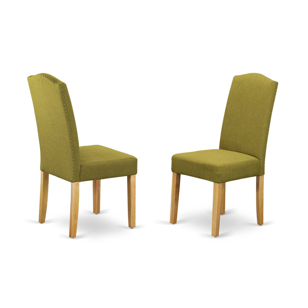 Linen Fabric Chair Set of 2 with Oak Leg S74046