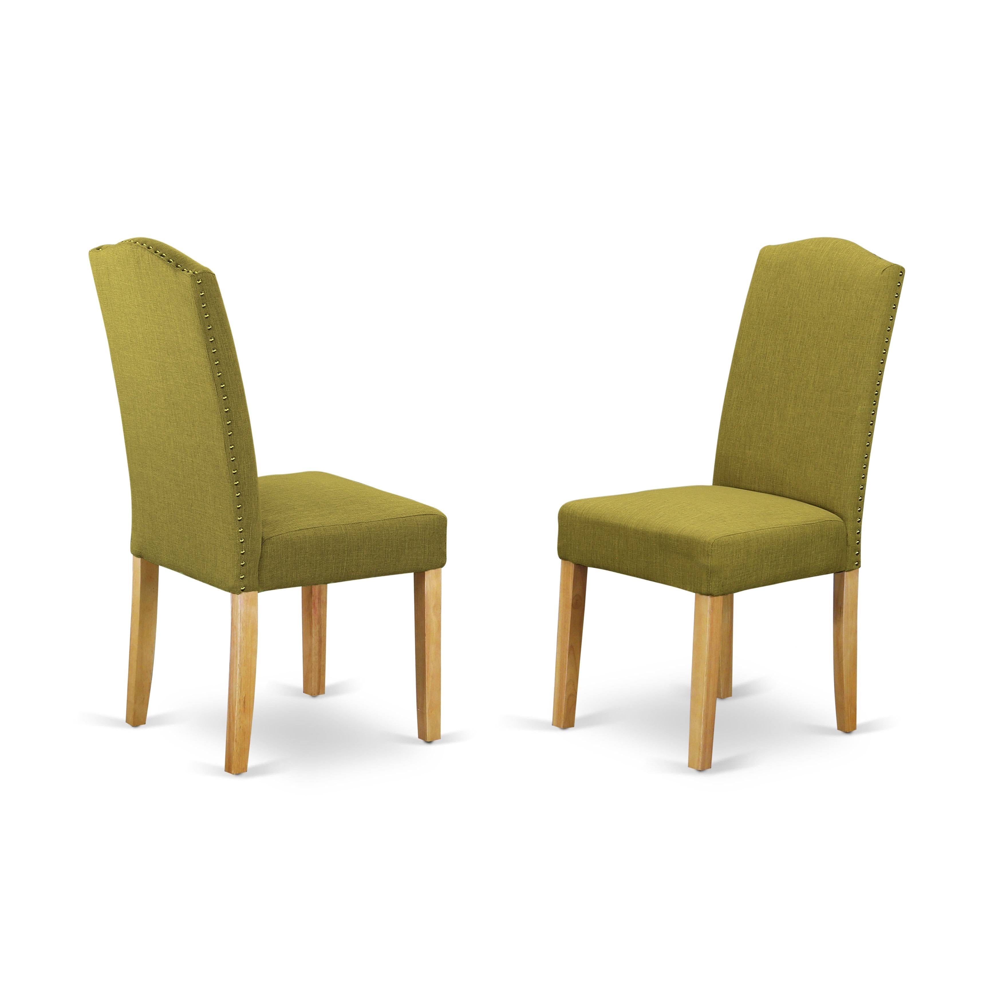 Linen Fabric Chair Set of 2 with Oak Leg S74046