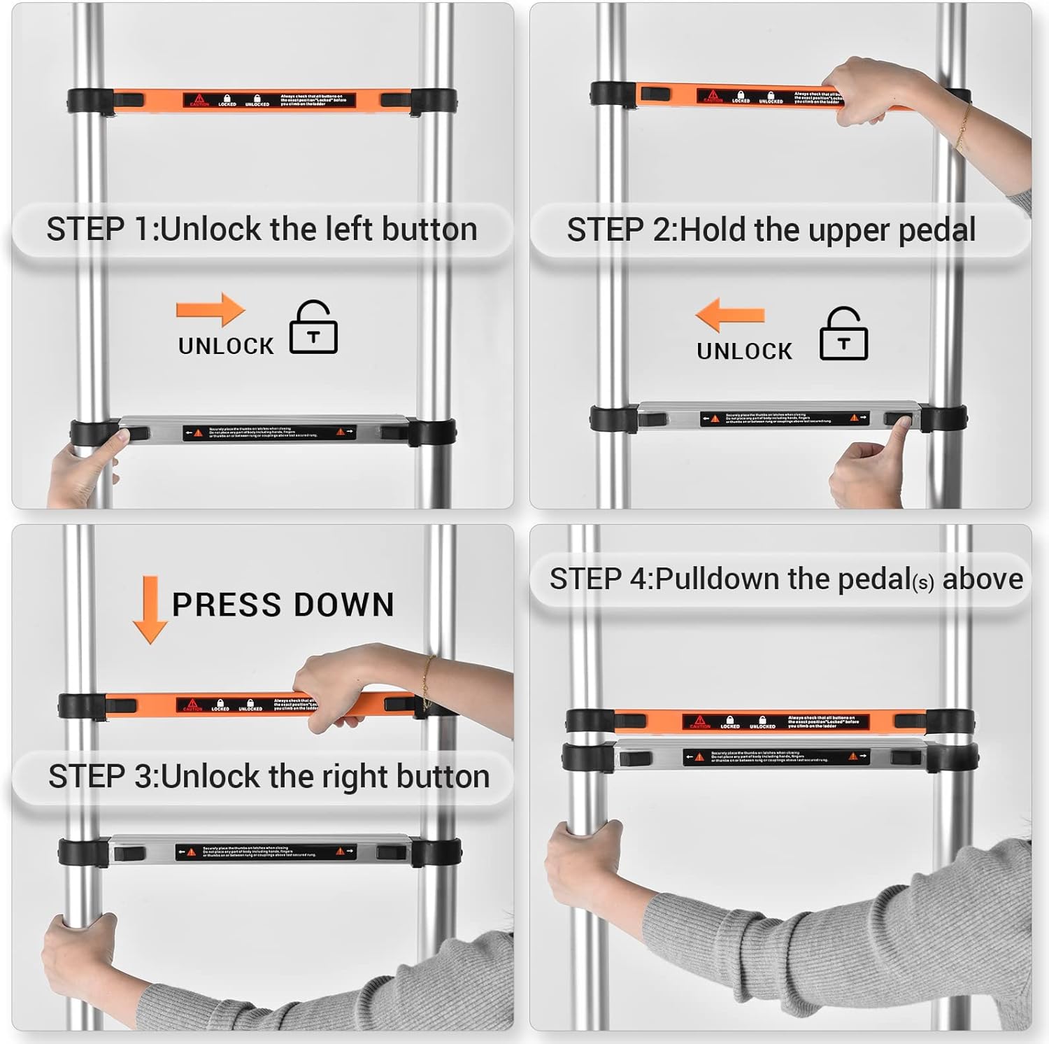 Telescoping Ladder 12.5FT Aluminum Lightweight Collapsible Ladder, 330lbs Capacity C2539