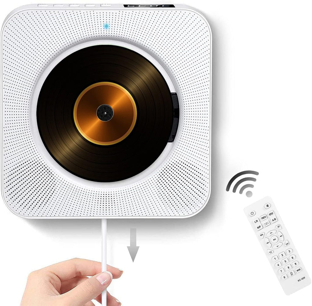 White Portable CD Player with Bluetooth E334