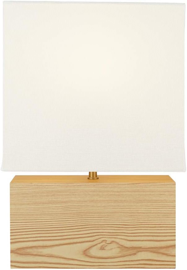 Mid-Century Modern Table Lamp with Square Shade, Blond Wood/Antique Brass T88488