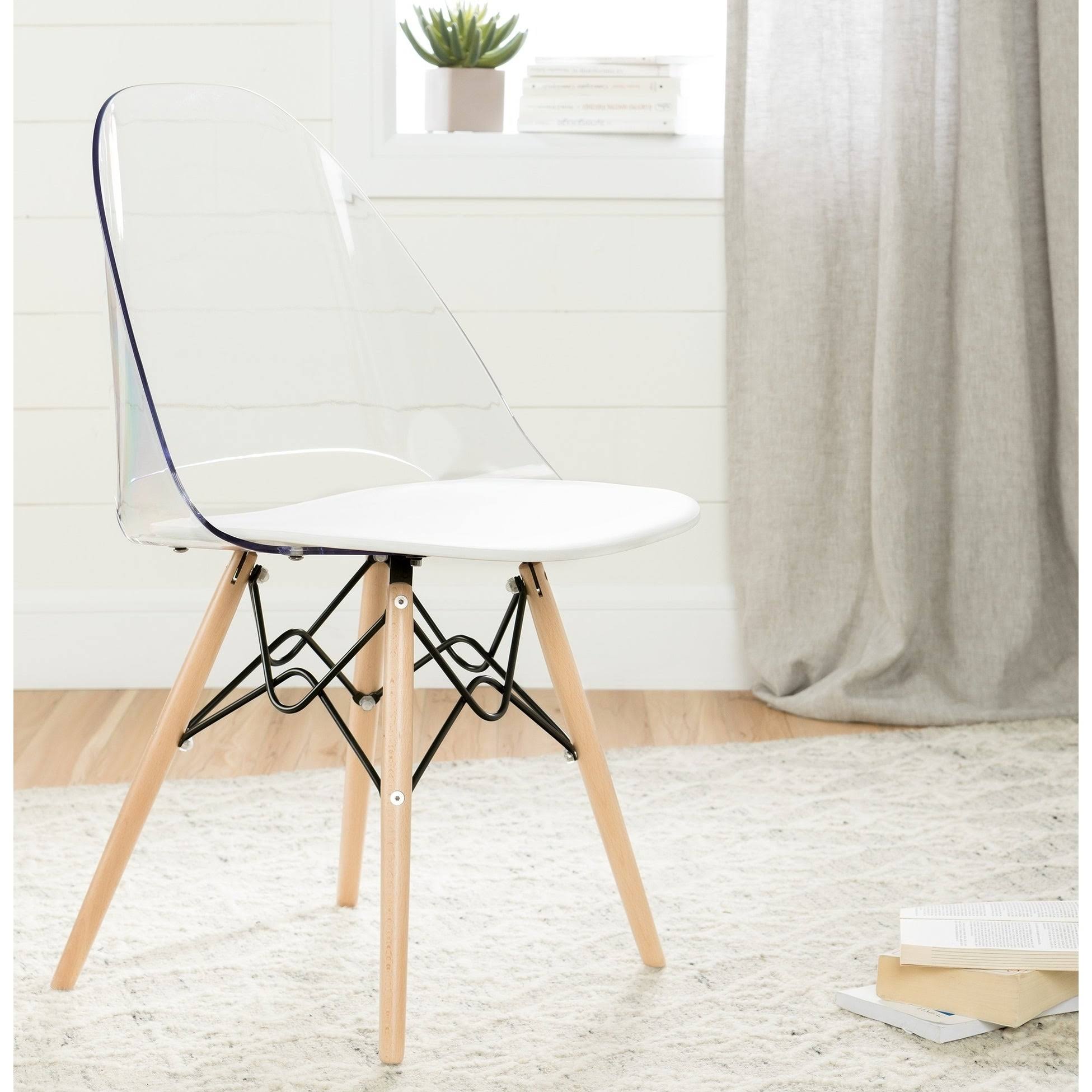 Clear and White Dining Side Chair N2615