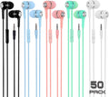 50 Packs Multi Colored Earbuds Headphones with Microphone F9411