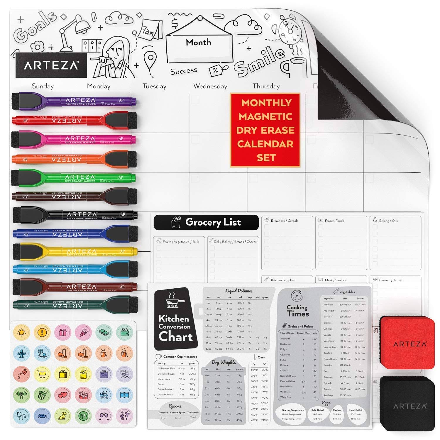 Magnetic Monthly Calendar Set, Dry Erase, White M1028