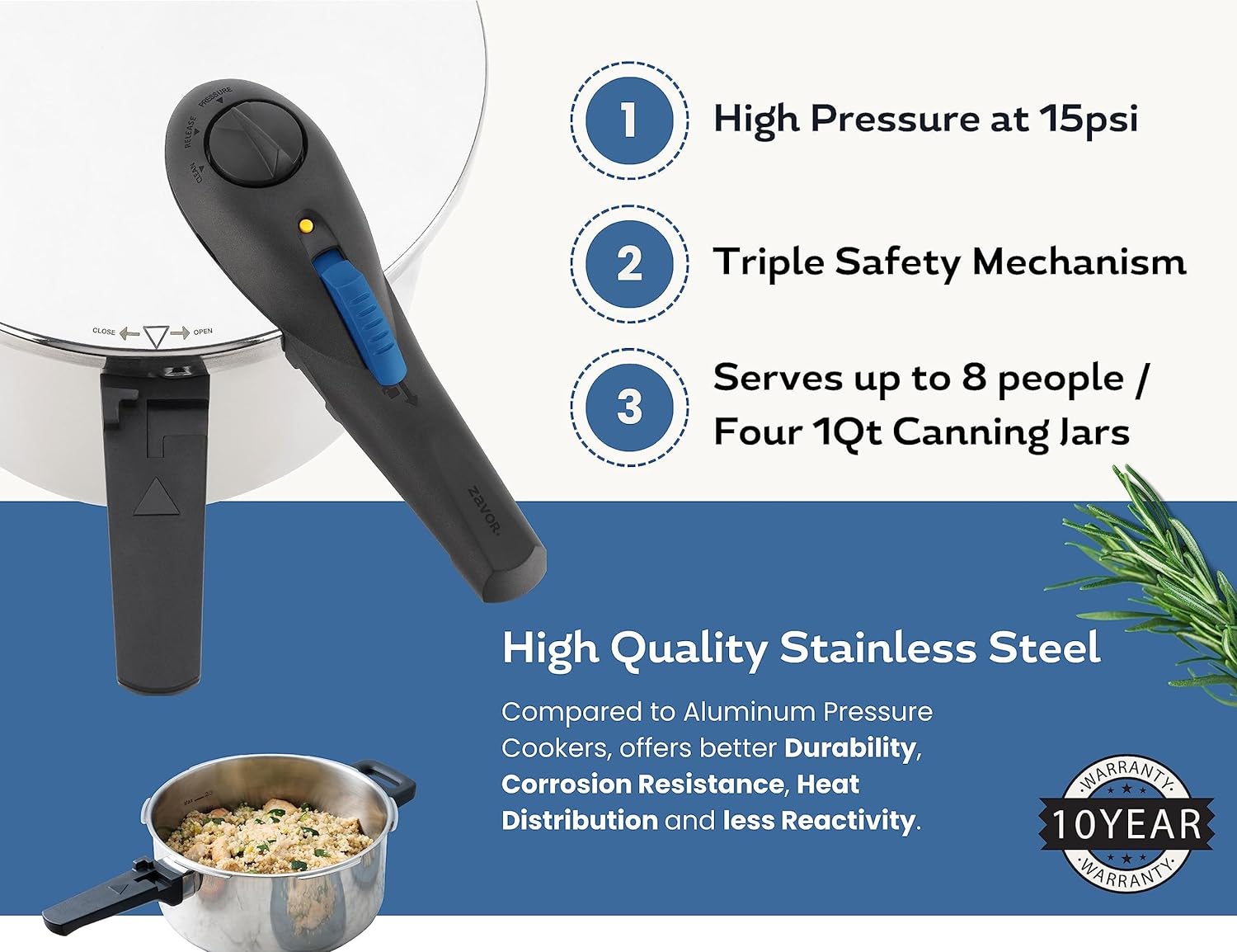 10 Quart 15-PSI Pressure Cooker And Canner D832