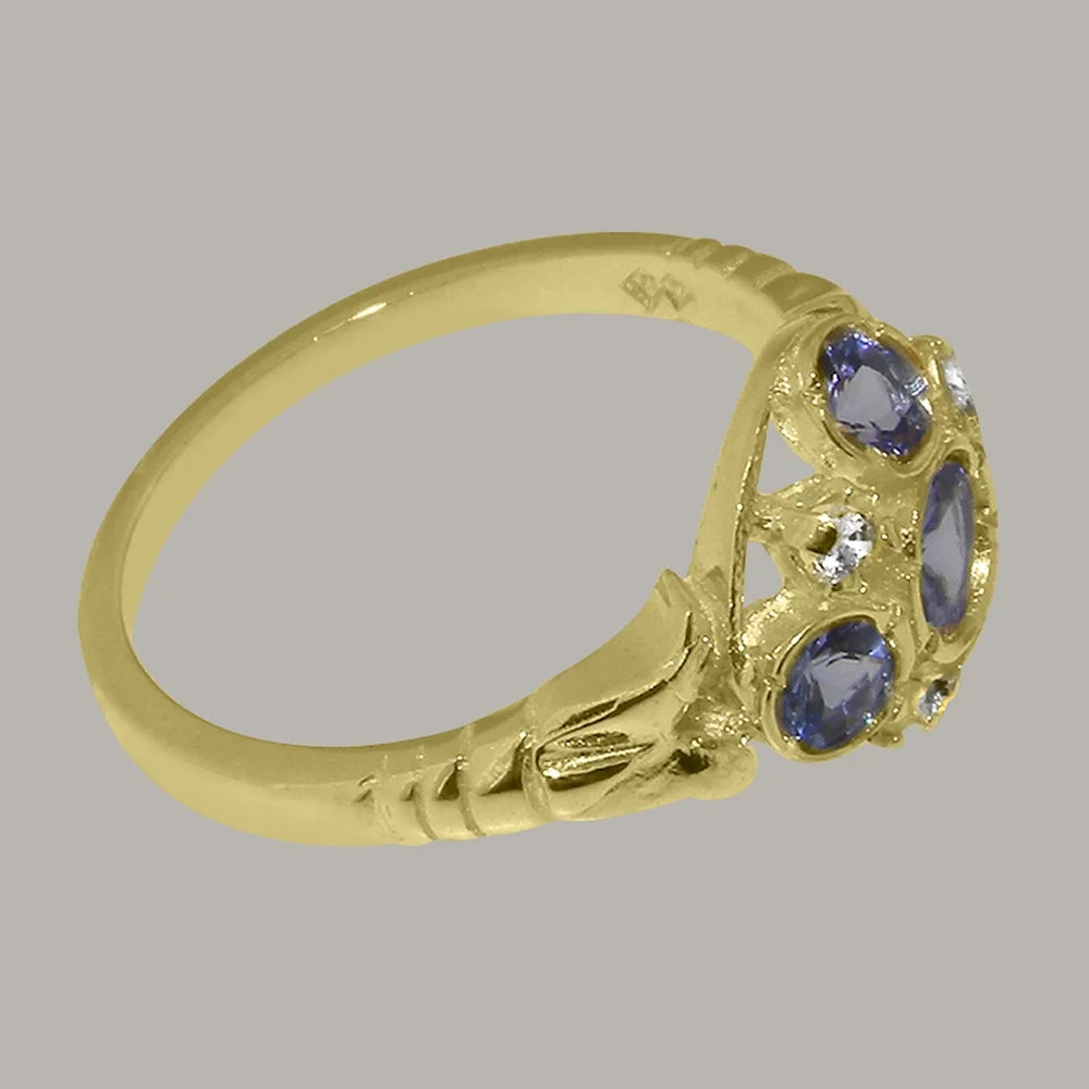 9k Yellow Gold Tanzanite Diamond Statement Ring O2528