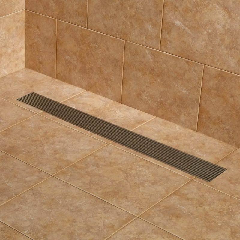 Polished Stainless Steel Linear Shower Drain with Flange D239247