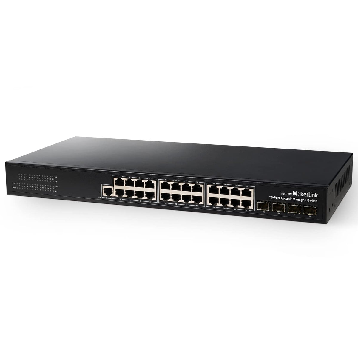 28 Port PoE Gigabit Managed Switch, 24 GE PoE Port, 4 GE Uplink, 4 Combo SFP, 300W, L2+ Smart Managed, Rackmount Fanless S984