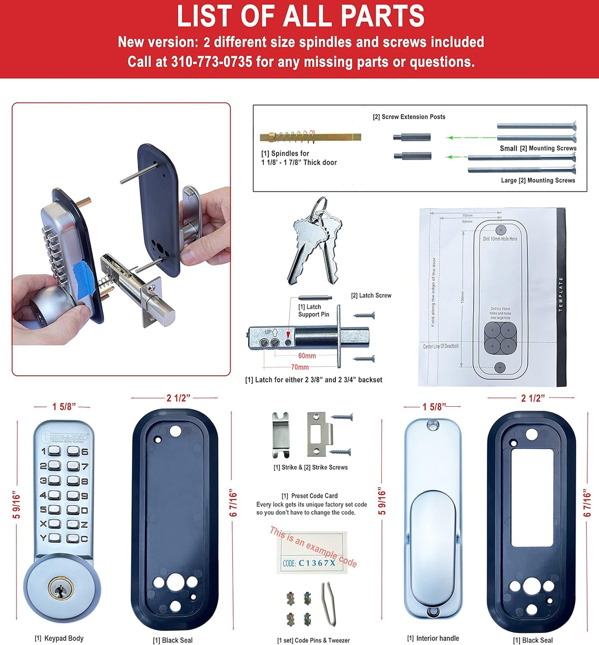 Chrome Mechanical Deadbolt Door Lock V869772
