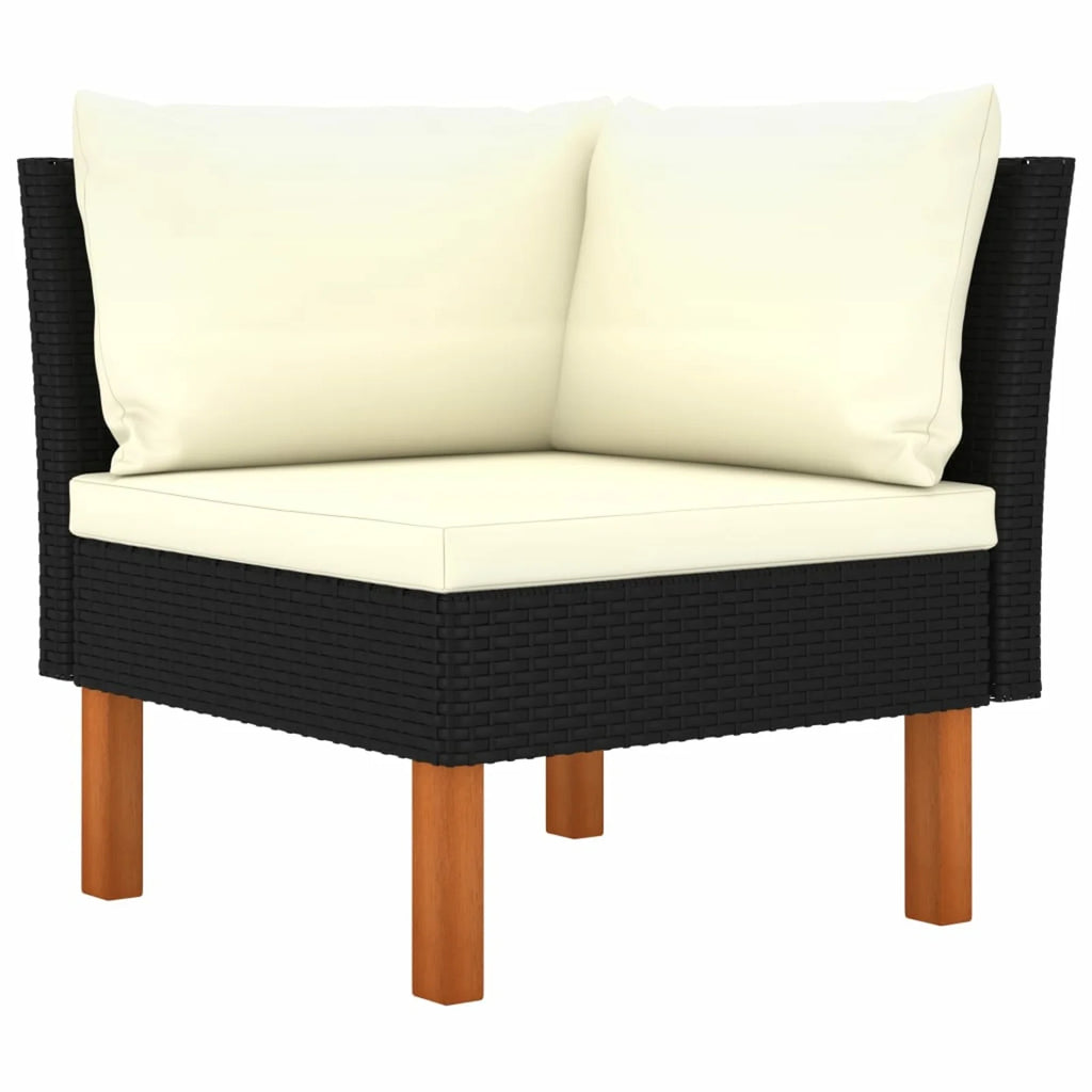 8 Piece Black Poly Rattan Outdoor Sectional Furniture Set A886946