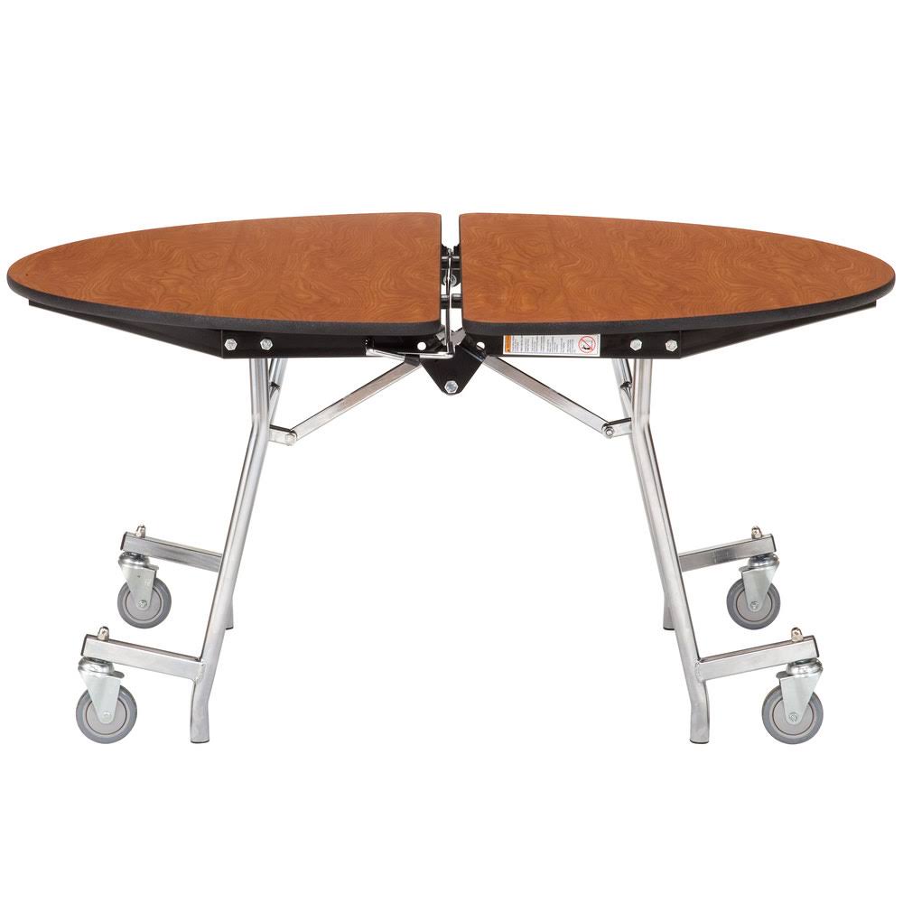 48x22 Round Mobile Cafeteria Table with Chrome Frame S184