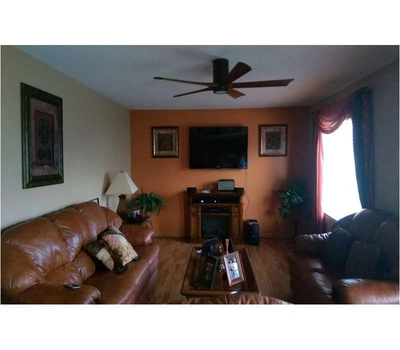 52 inch Paddle Ceiling Fan in Polished Chrome 5 Walnut Tone Blade S562