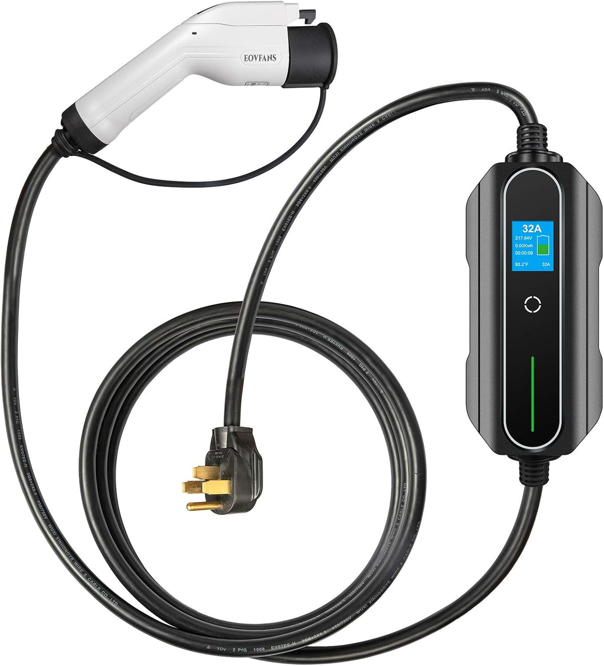 Portable EV Charger, NEMA14-50 220V-240V, 32 Amp Level 2 J1772 Charging Cable (Black) H366