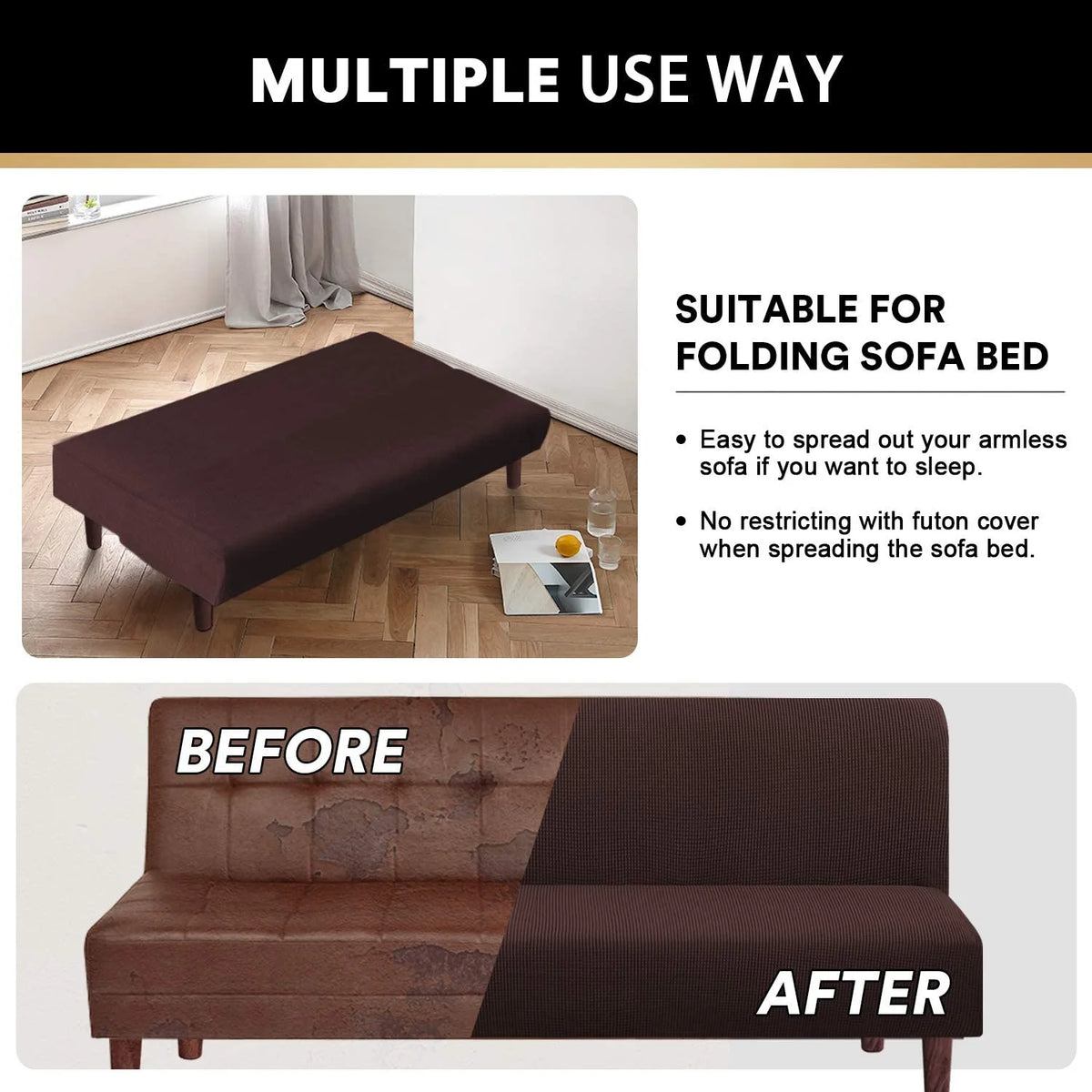 Checked Pattern Jacquard Futon Cover with Elastic Bottom N7856