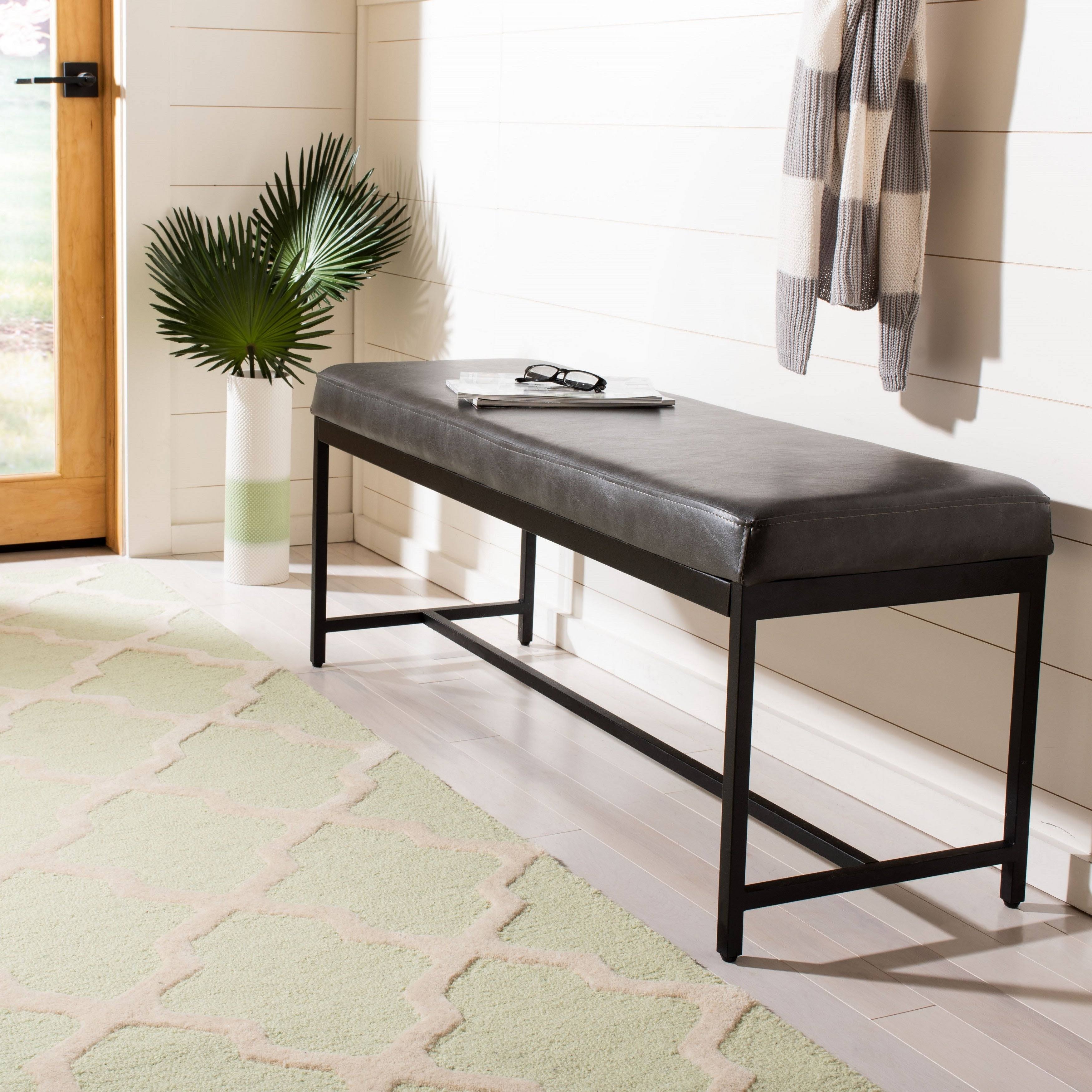 Grey Faux Leather Bench P698917