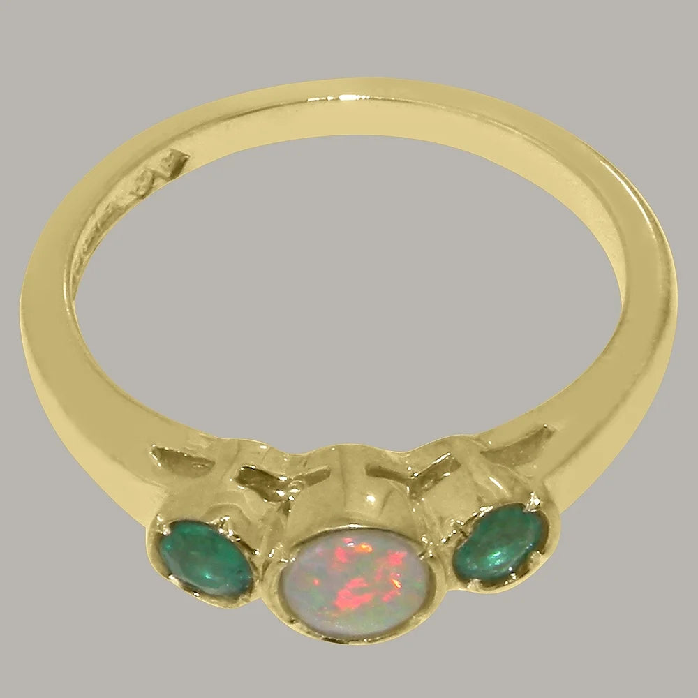 9k Yellow Gold Opal Emerald Ring X717