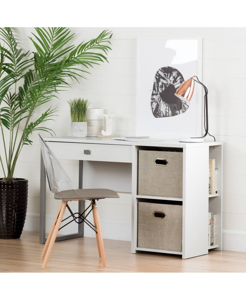 Clear and White Dining Side Chair N2615