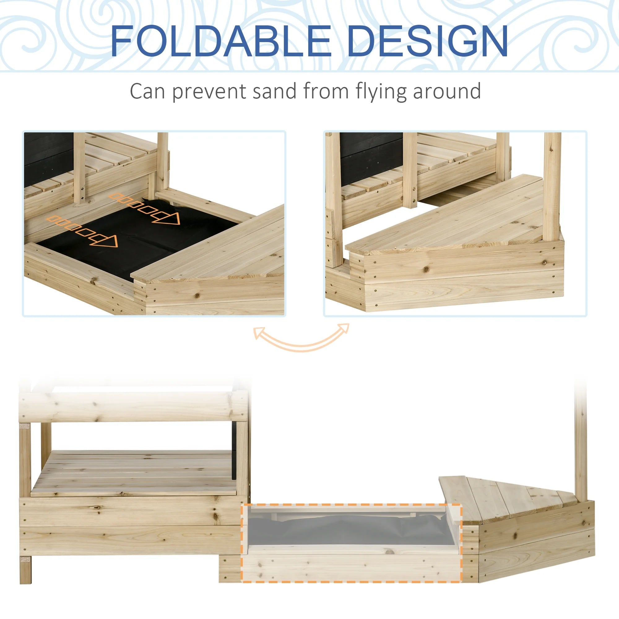Natural Wood Kids Sandbox with Canopy Shade U496600