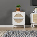 Walnut Rattan Side Table Set of 2 H1809