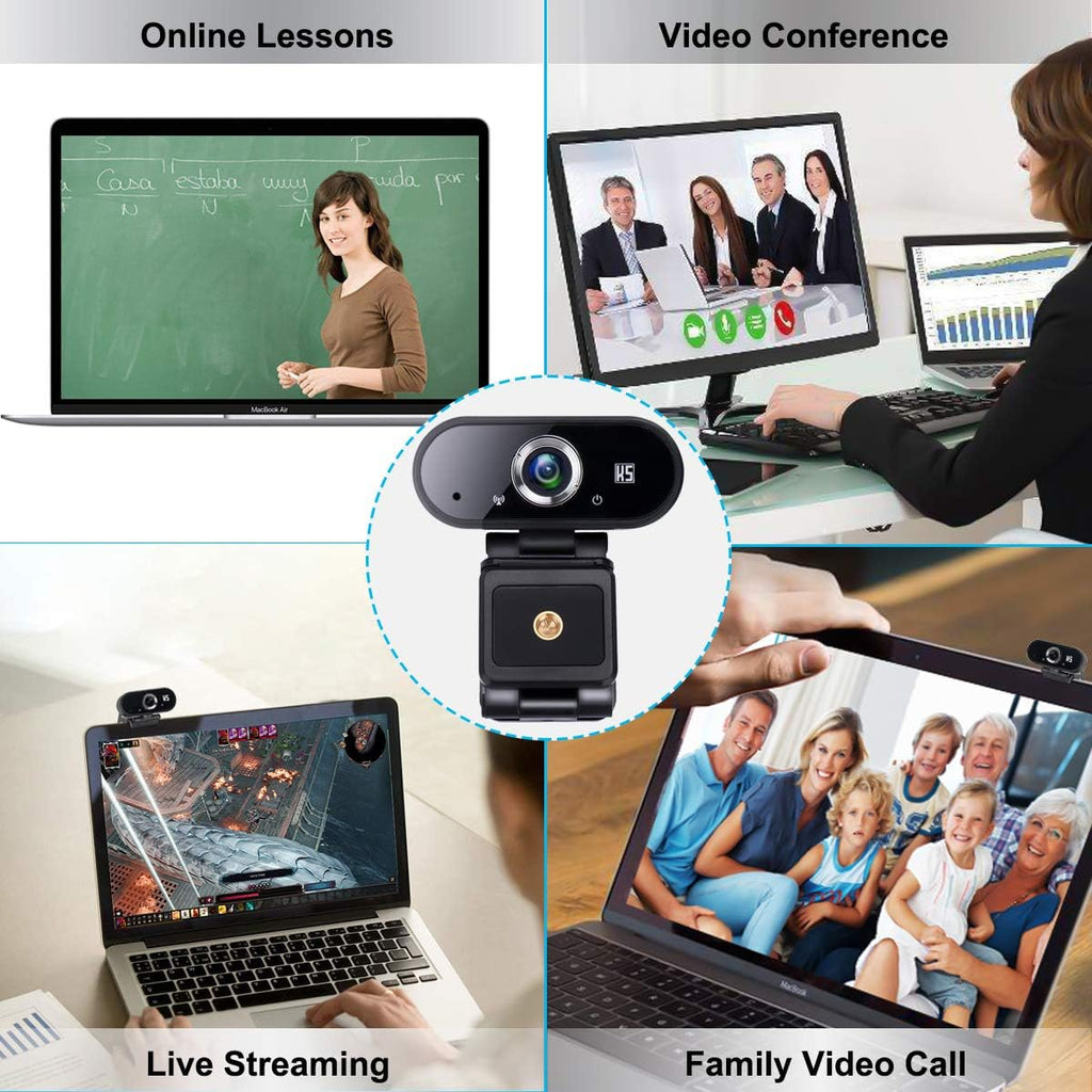 HD 1080P USB Webcam with Tripod and Privacy Cover, Pack of 2 C9189