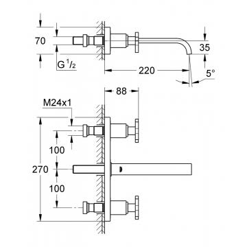 Wall-Mounted Basin Mixer 220mm E780306