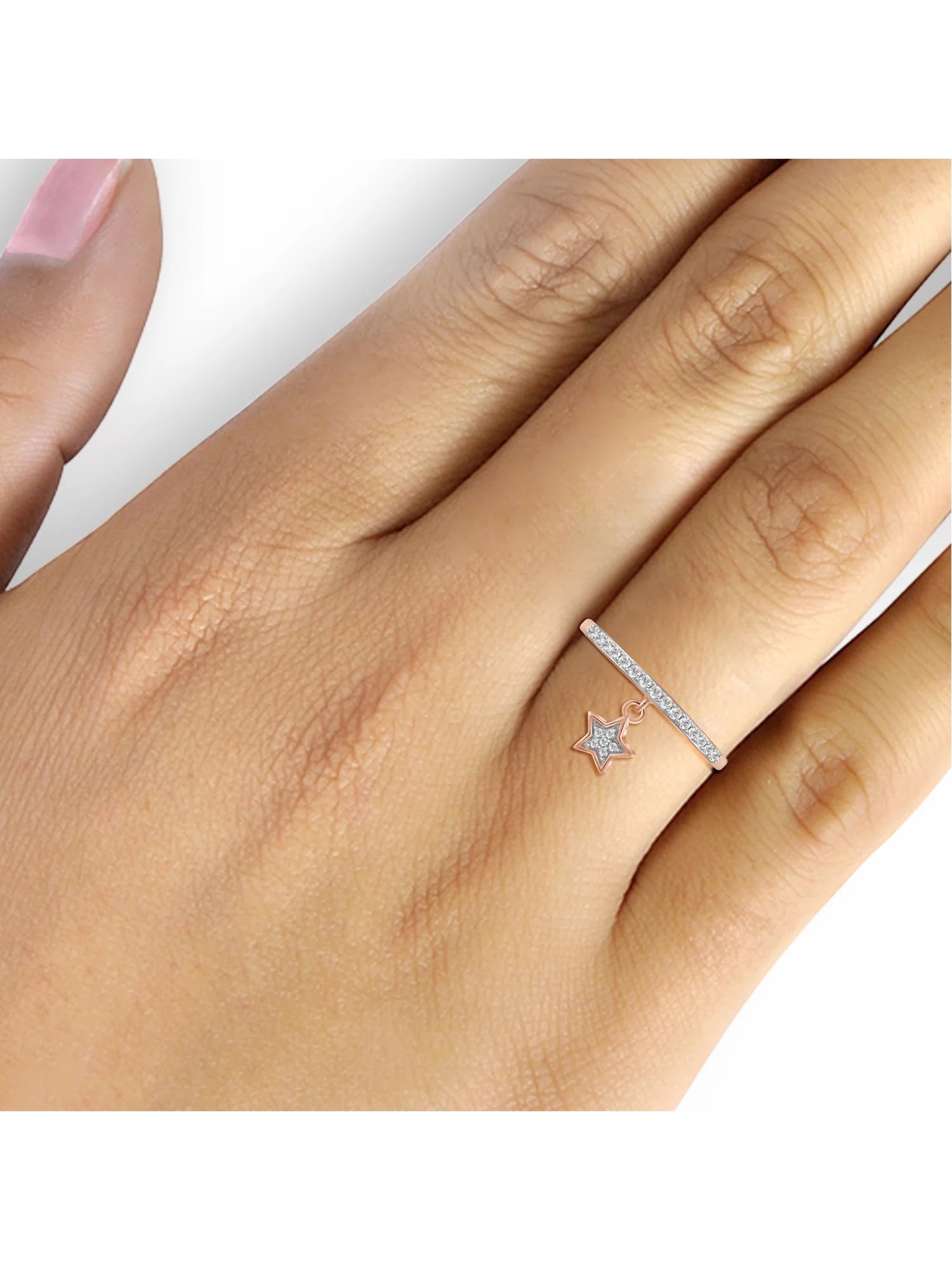 1/5 Carat White Diamond Ring Rose Gold Over Silver O852