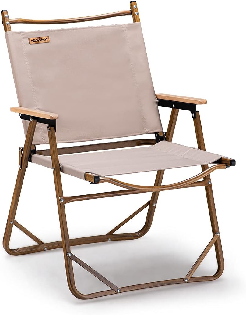 Black Wood Grain Aluminum Folding Camping Chair C287685