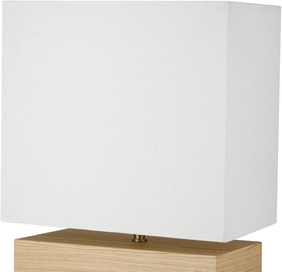 Mid-Century Modern Table Lamp with Square Shade, Blond Wood/Antique Brass T88488